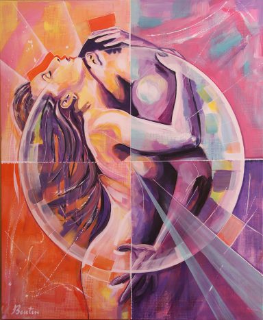 Couple peinture Acrylique signé Olivier Boutin